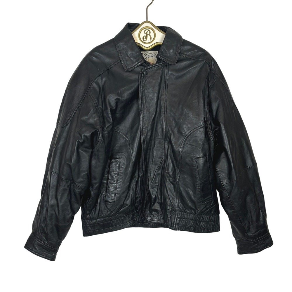 New Zealand Outback Bomber Jacket Mens XL Black Genuine Leather Rugged Vintage